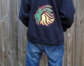 Rasta Lion Hoodie Zip Up Sweatshirt size L