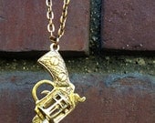 Gold Gun Necklace - Unisex Jewelry
