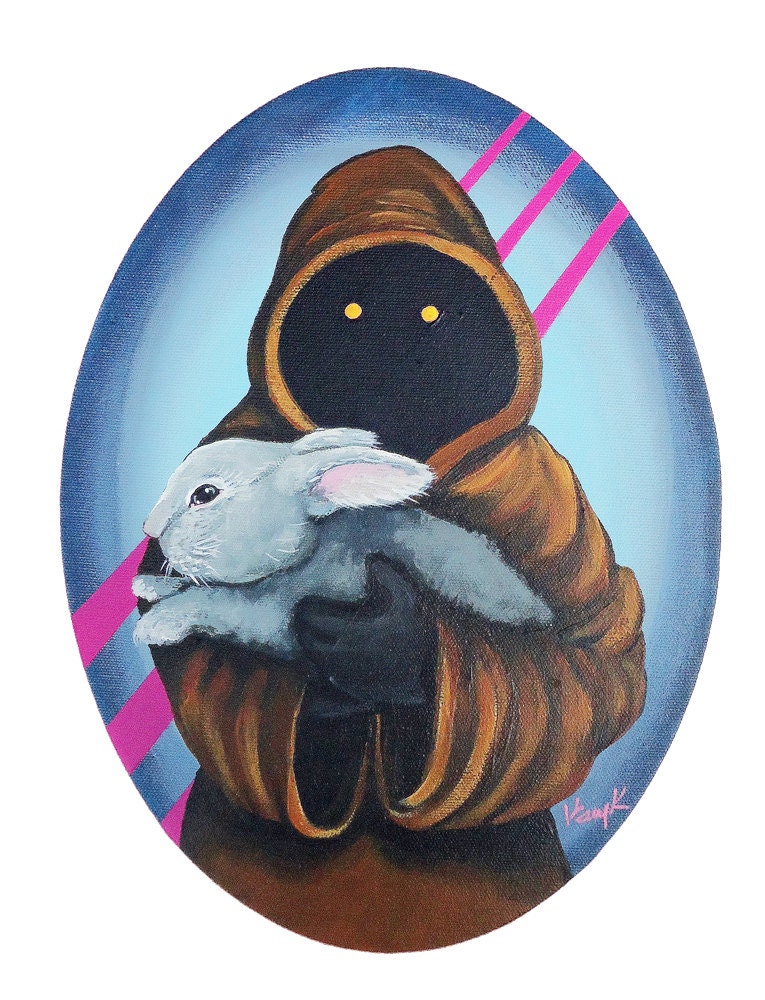 Large Print 11x17 Jawa holding Grey Bunny