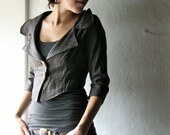 Womens Blazer Jacket Bolero - cropped top in tweed striped wool