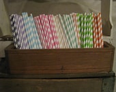 Paper Drinking Party Straws -- You Choose Colors -- set of 20 -- Stripes -Solids -- 41 colors to choose from Il_170x135