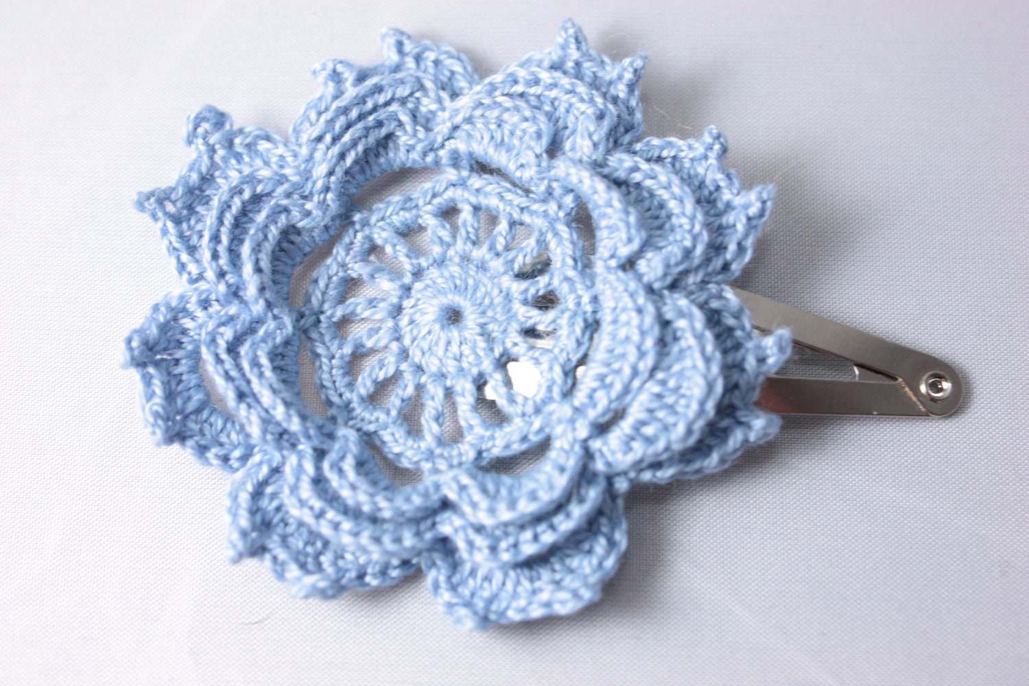 Crochet Hair Clip Cornflower Blue
