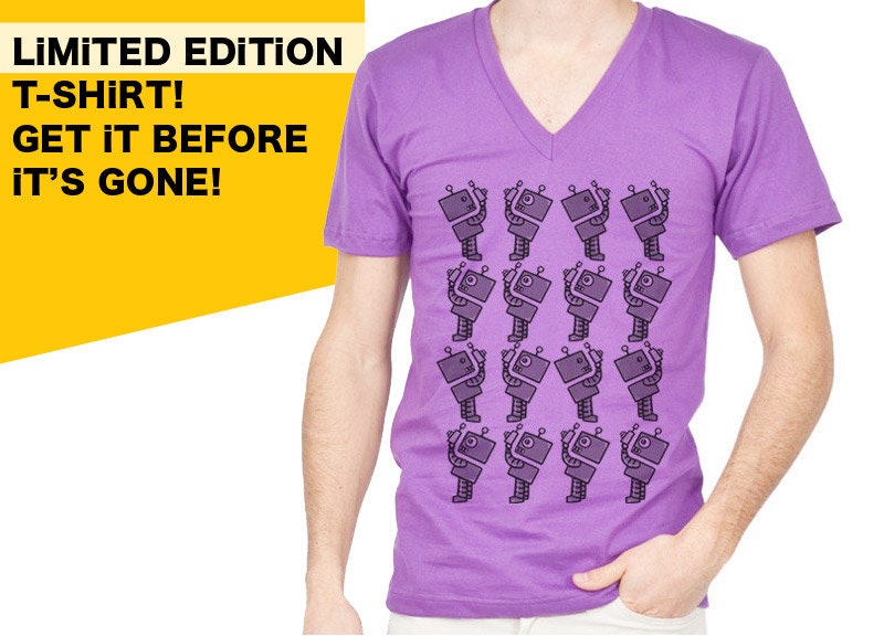 Botorazzi - Robot Paparazzi - Organic Ultraviolet Unisex V-neck