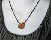 Flower necklace / silver pendant / fine silver charm / geometric / Square fine silver necklace