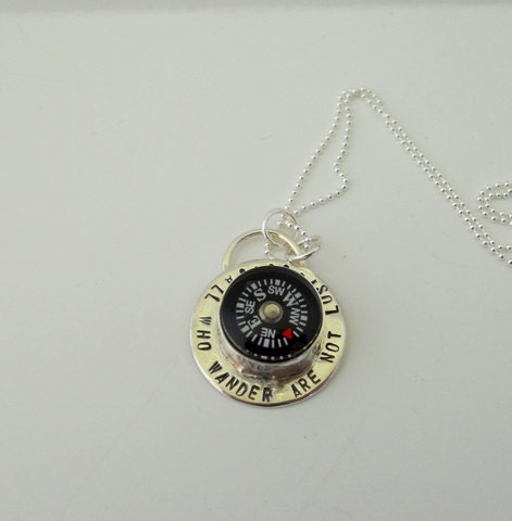 Compass Necklace, hand stamped compass necklace, Unique Jewelry