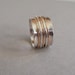 Sterling and Gold Spinner Ring- Fiddle Ring Silver and Gold