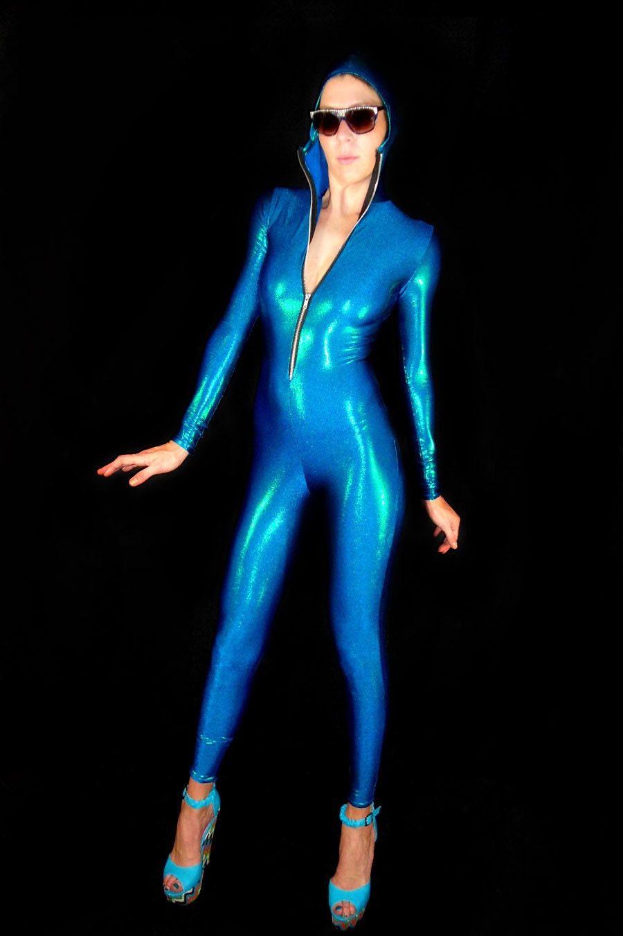 Liquid Caribbean Turquoise Mermaid Skin Bodysuit For Merfolk and Sea Creatures, made to order