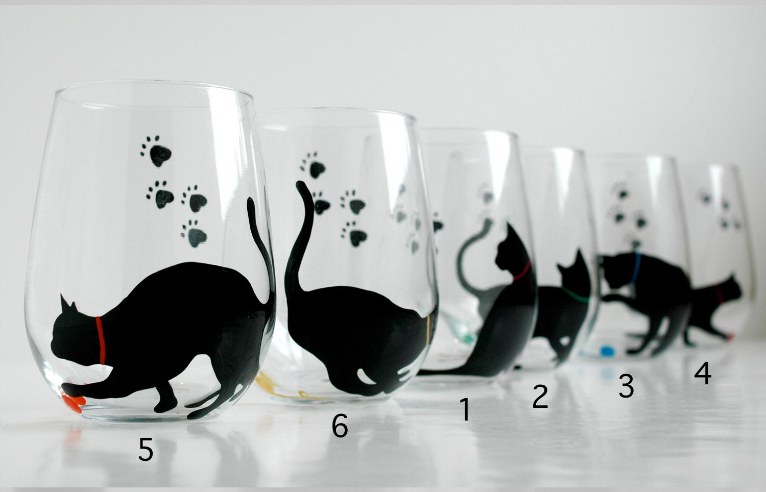 Cat and Yarn Stemless Wine Glass--SINGLE GLASS