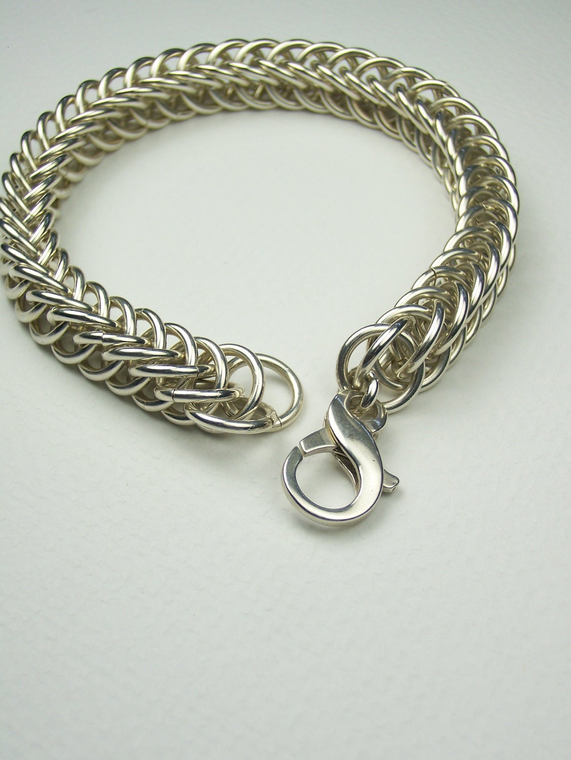 Fine Jewelry Men's Solid Sterling Silver Chainmaille Bracelet Handmade by JustNichelle