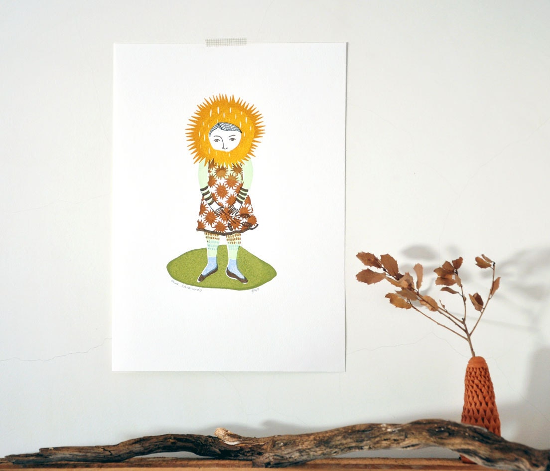 Sweet Chestnut Girl - gocco screenprint
