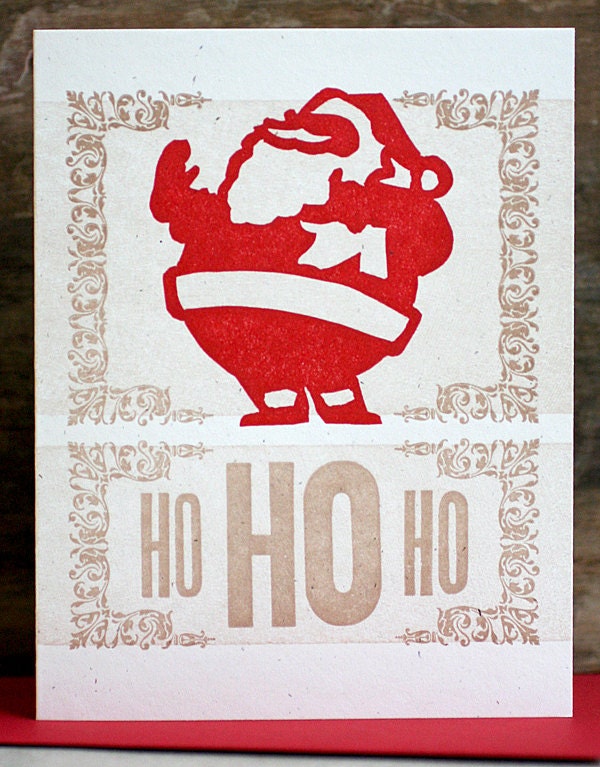 Ho Ho Ho letterpress christmas card