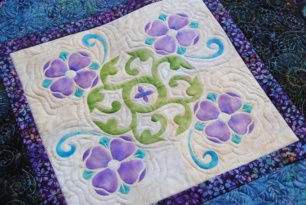Painted Floral Medallion Quilted Wall-hanging