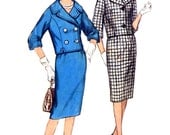 1960s Mad Men Suit - Simplicity 3826 - Slim Skirt - Single / Double Breasted Jacket - Vintage Sewing Pattern - Size 16 / Bust 36