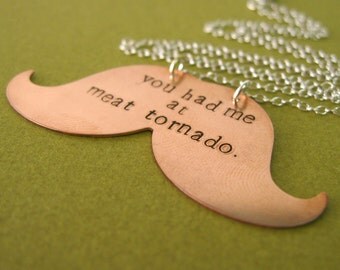 Ron Swanson Necklace - You had me at meat tornado - mustache necklace - parks and rec