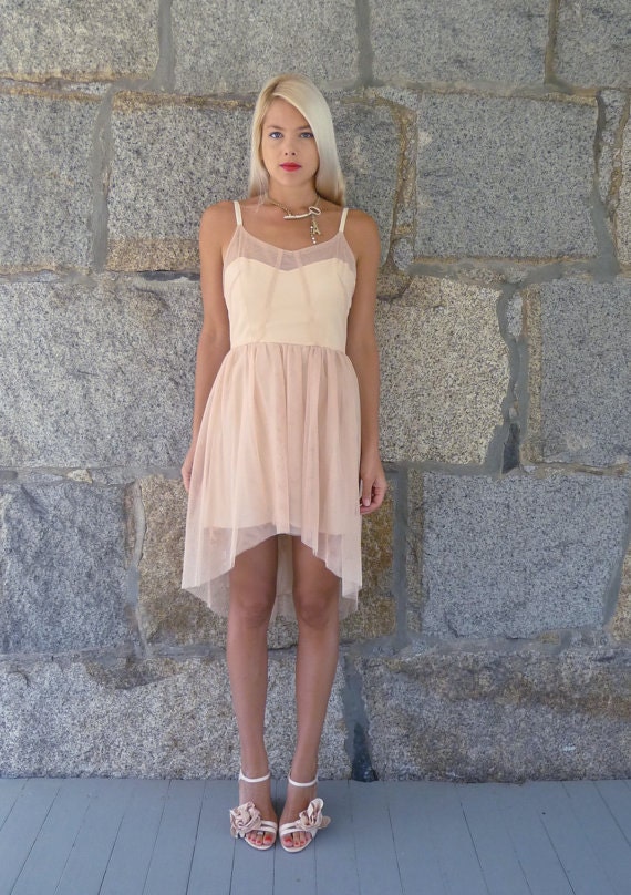 Edme: Blush Pink Sweetheart neckline silk and tulle dress with butterfly hem