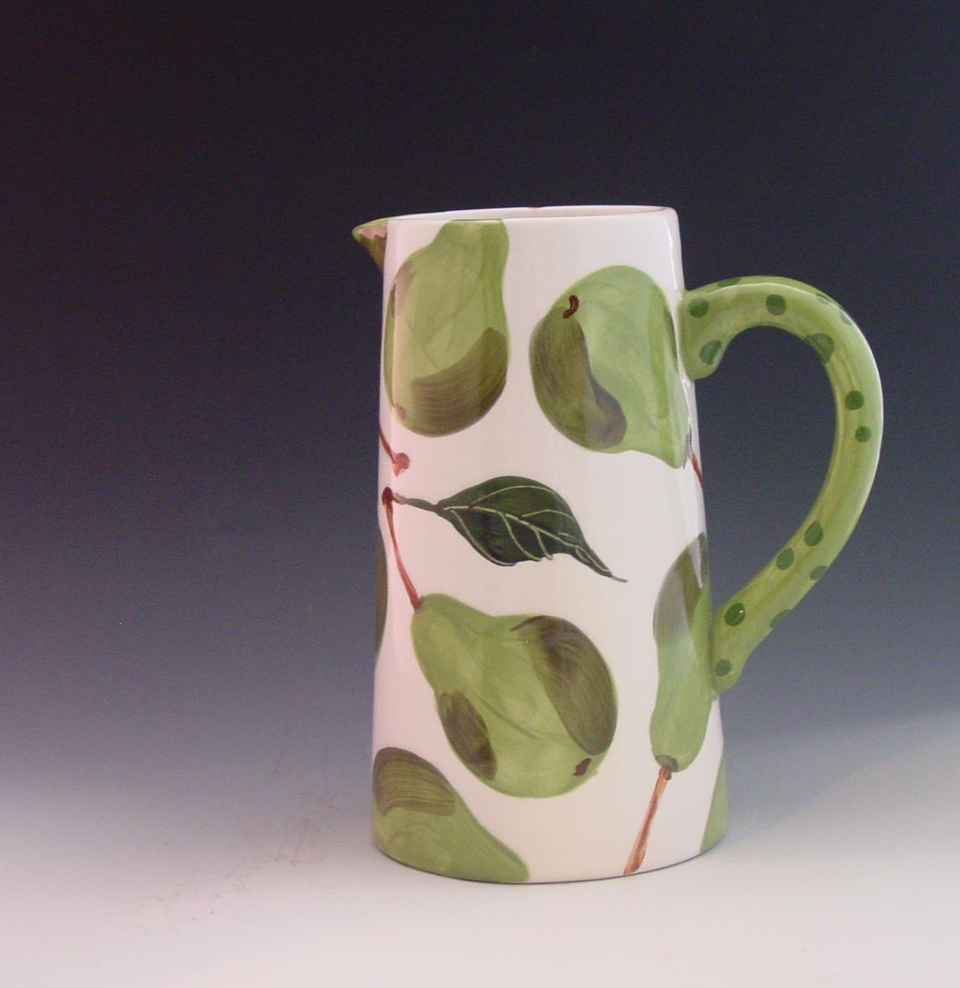 Pear Pitcher (Black or White)- Colorful Green Pear Pottery Pitcher Kitchen Utensil Holder Serving Botanic Home Decor GiftsP363W