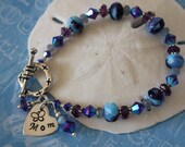 Mom Bracelet Personalized, Grandma Bracelet, Blue Bracelet, Purple Bracelet