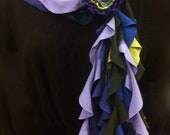 Jersey curly scarf in cool blues and greens mix