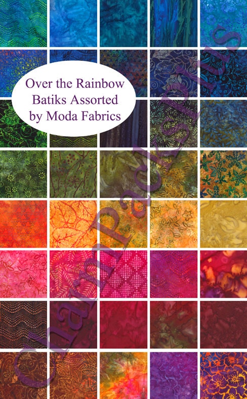 OVER THE RAINBOW Assorted colors by Moda Fabric - Charm Pack - Five Inch Quilt Squares Quilting Material