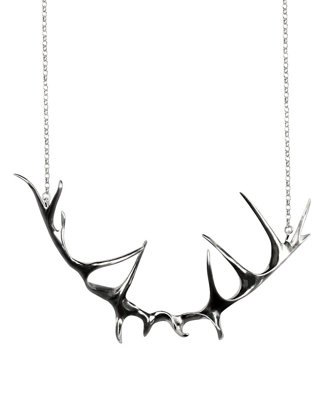 Deer Antler Necklace Silver
