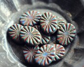 4 Rocky Tides - Czech Glass Carved Oval Beads