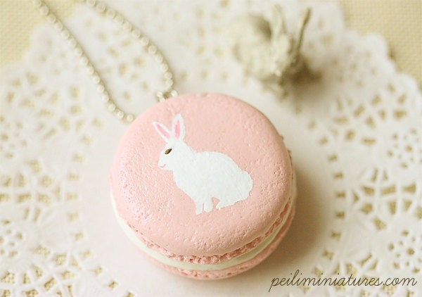 Bunny Necklace - Pink Bunny Macaron Necklace - Bunny Gifts