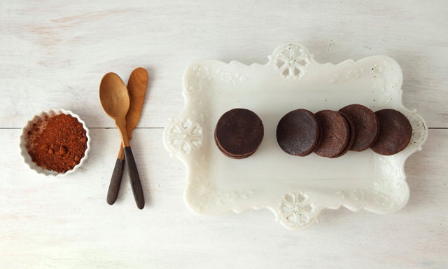 Chocolate Caramel Sandwich Cookies with Chipotle and Sea Salt