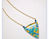Triangle Gemstone Statement chain necklace, polymer clay Jewelry