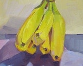 Kitchen art original oil painting "Simply Bananas" Studio Sale by Oregon artist Sarah Sedwick 6x6in
