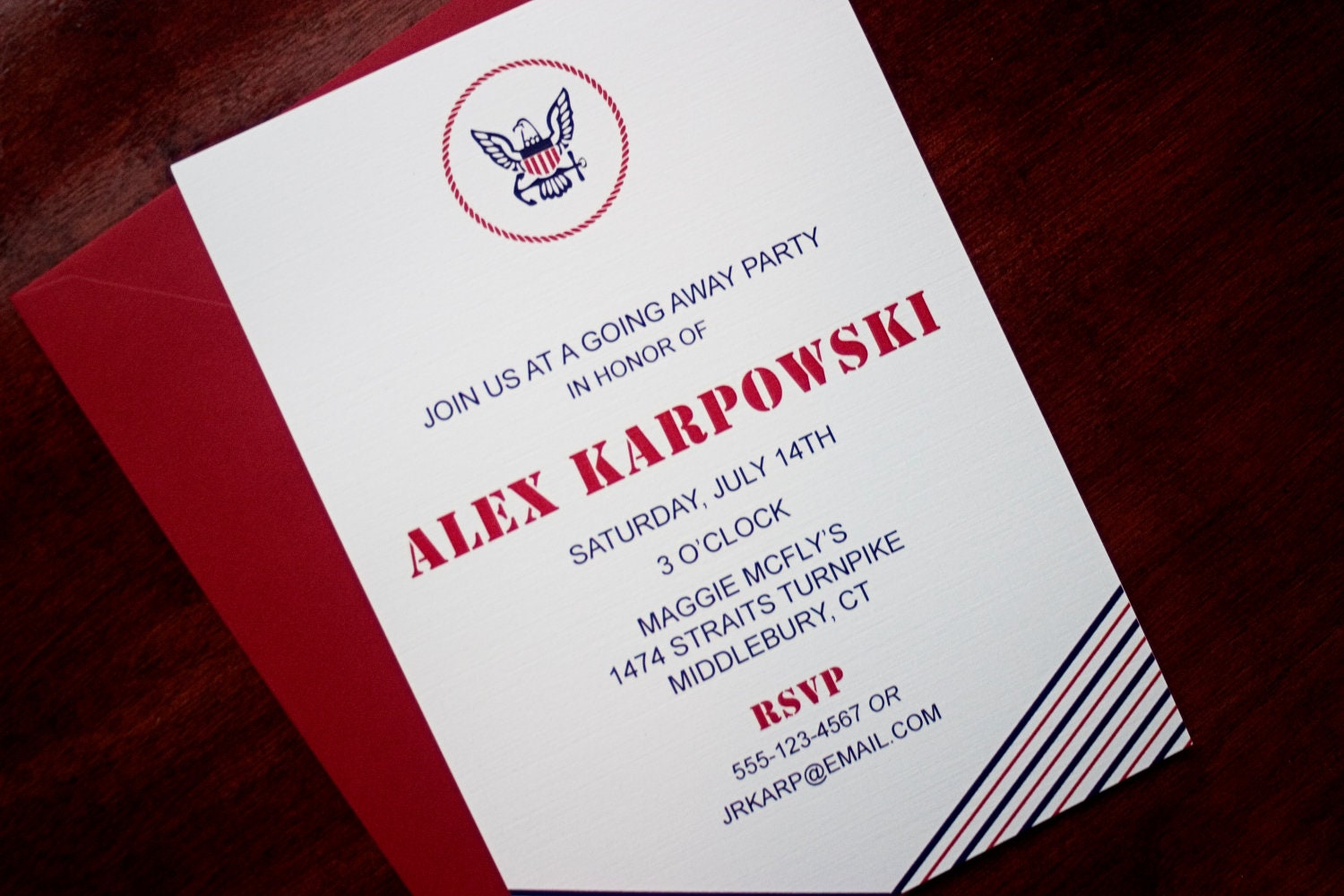 RESERVED for Sandy - Navy Invitation or Announcement