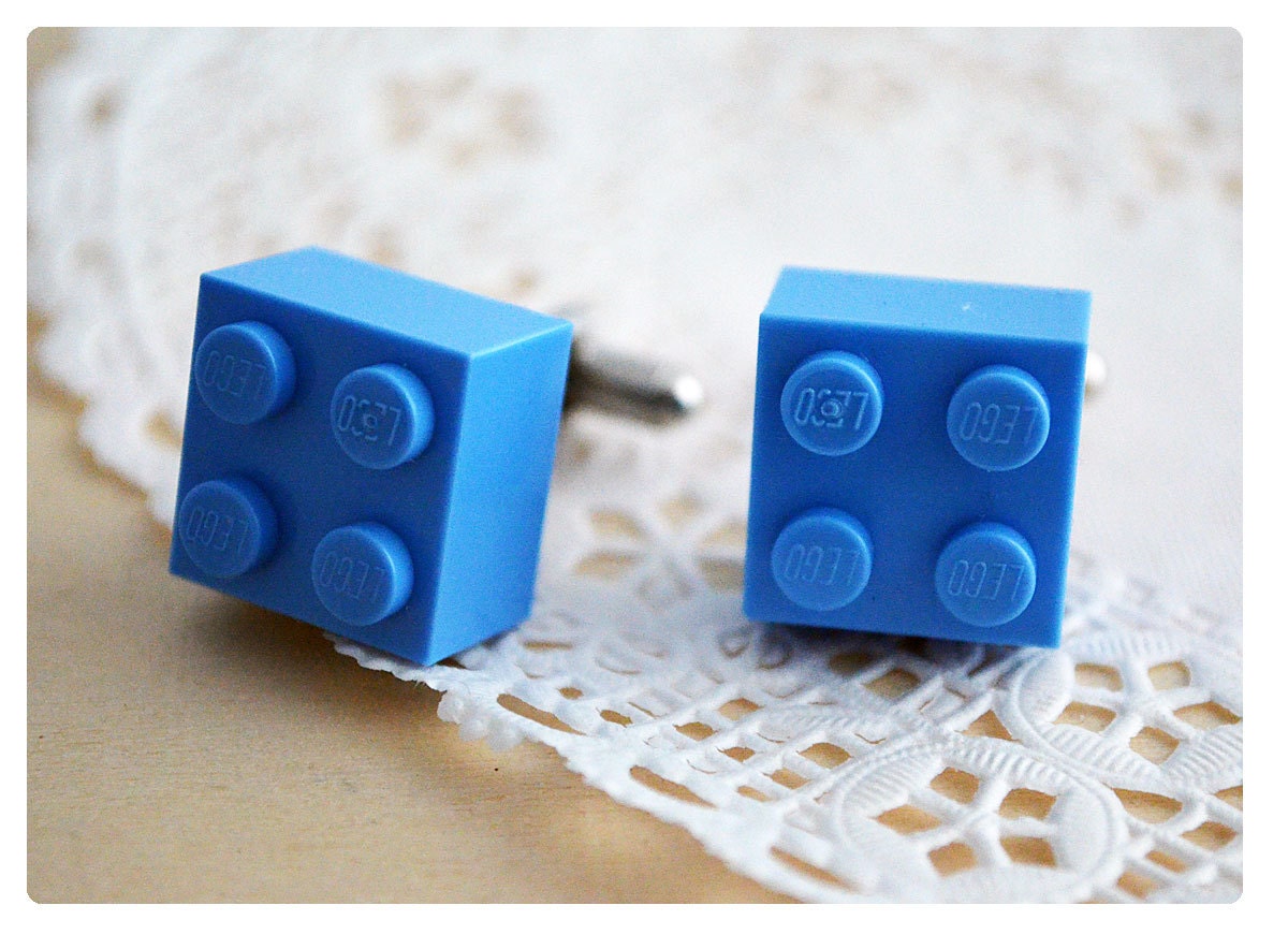 Cufflinks With LEGO Bricks - Medium Blue Lego Cufflinks Groomsmen Gift - Graduation Gift