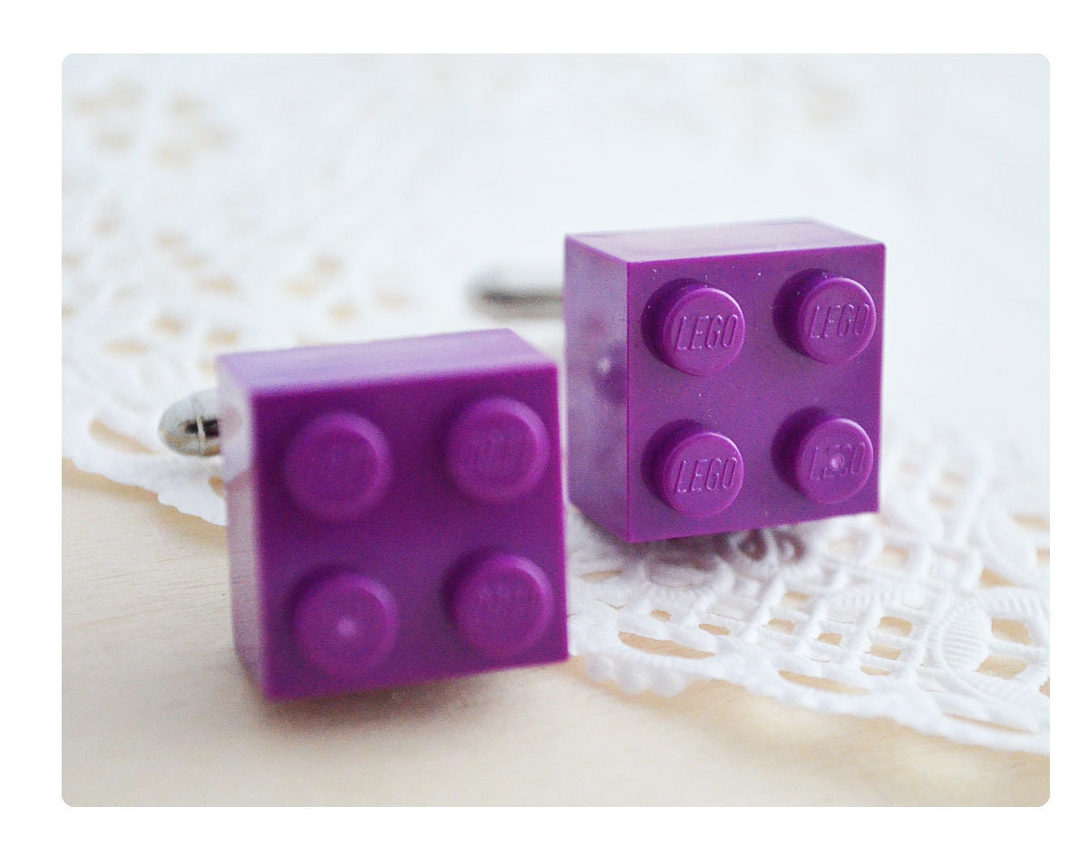 Cufflinks With LEGO Bricks - Light Purple Lego Cufflinks Groomsmen Gift - Father's Day 2013