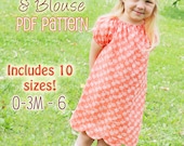 Scalloped Hem Peasant Dress and Blouse PDF Pattern - "Polly Peasant Dress & Blouse"