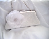White Beaded Bridal Clutch - Hand Embellished Flower Clutch - The Bella - Kiss Lock Clutch - Brides Clutch - Bridal Purse - Ready To Ship