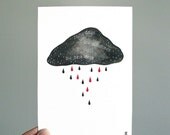 rainy days are sometimes the best days // original contemporary watercolour painting // cloud with handlettering // by natasha newton