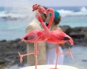 PRE-ORDER Tropical Destination Flamingo Wedding Cake Topper: Bride & Groom Love Birds - Flamingo Cake Topper in Pink
