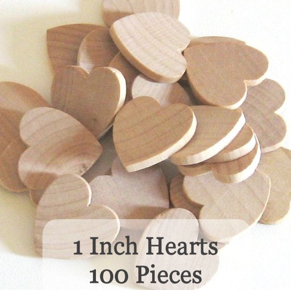 Unfinished Wooden Hearts - 1 inch - Pack of 100