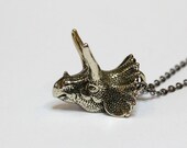 3D Triceratops Dinosaur Necklace in in Sterling Silver Overlay Triceratops Pendant