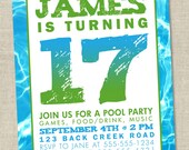 Pool Party Birthday Party / Graduation Party Invitation (Printable Digital File)