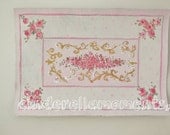 Pink Aubusson  Shabby Chic Roses Hand Painted Rug