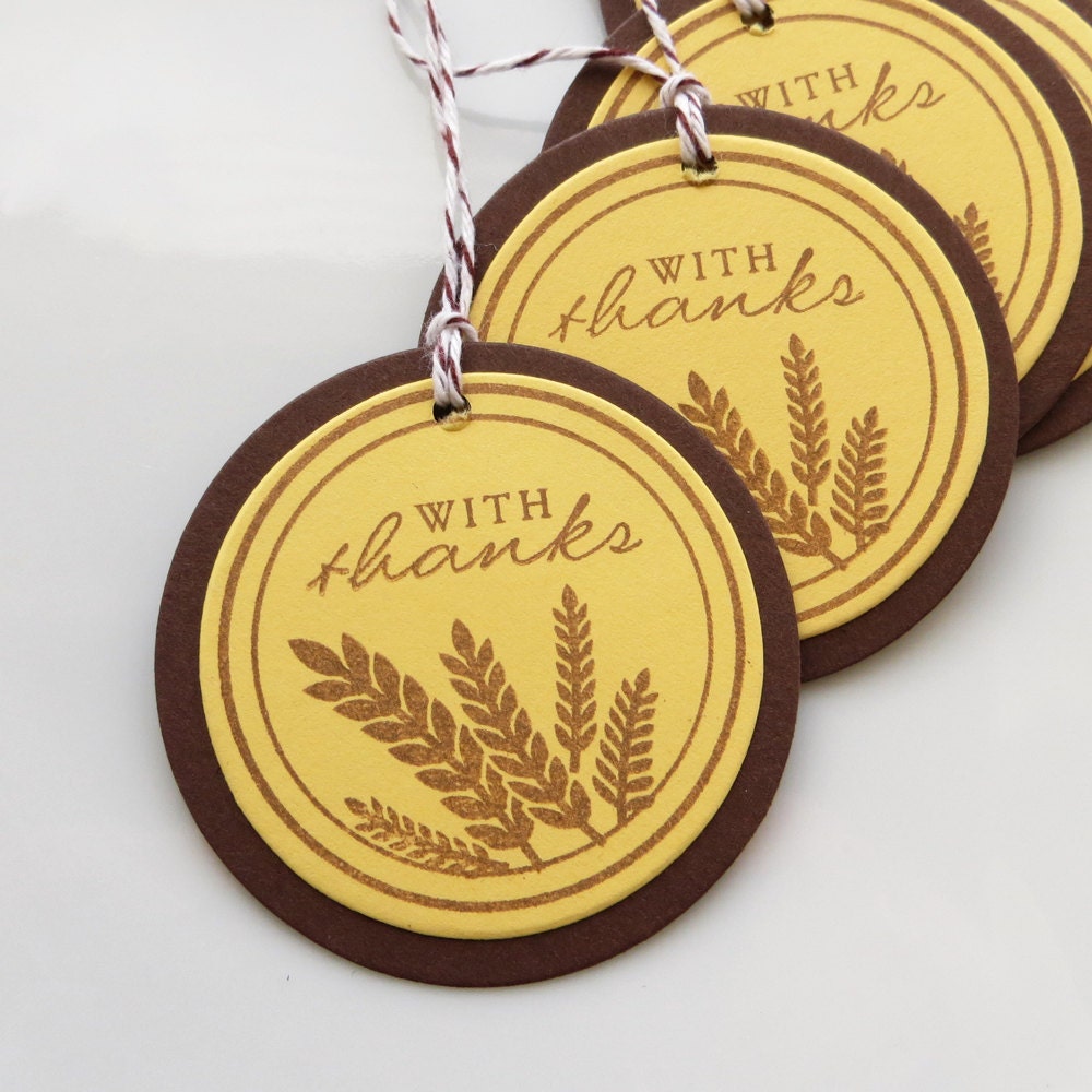 With Thanks Tags - Set of 6 - Custom Colors Available - Thanksgiving Party Decor Fall Tags Thanksgiving Tags Il_570xn