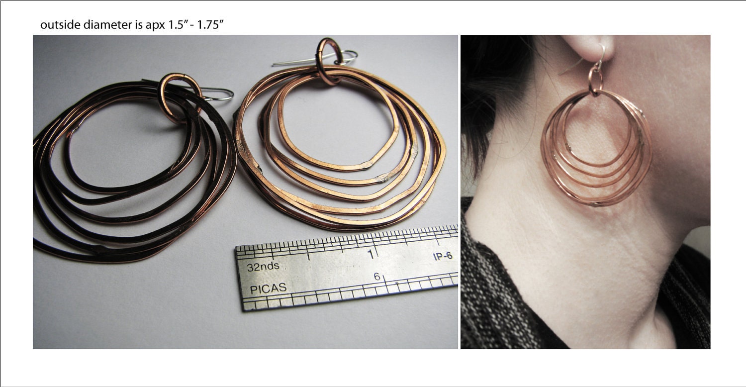 Copper Jewelry - Copper Earrings - Multi Copper Ring stack