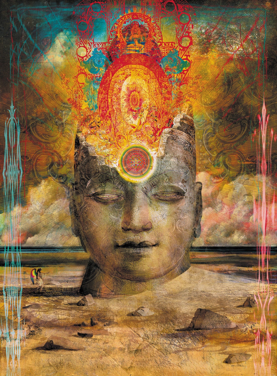 THE BUDDHA'S DREAM Fine Art Print , Spiritual, Tibetan, Asian, Inspiring Wall Decor