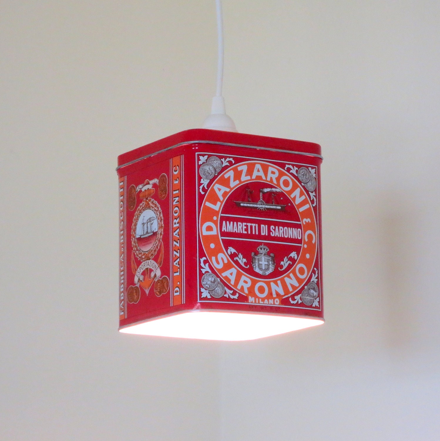 Biscotti tin plug in pendant lights - 2 available