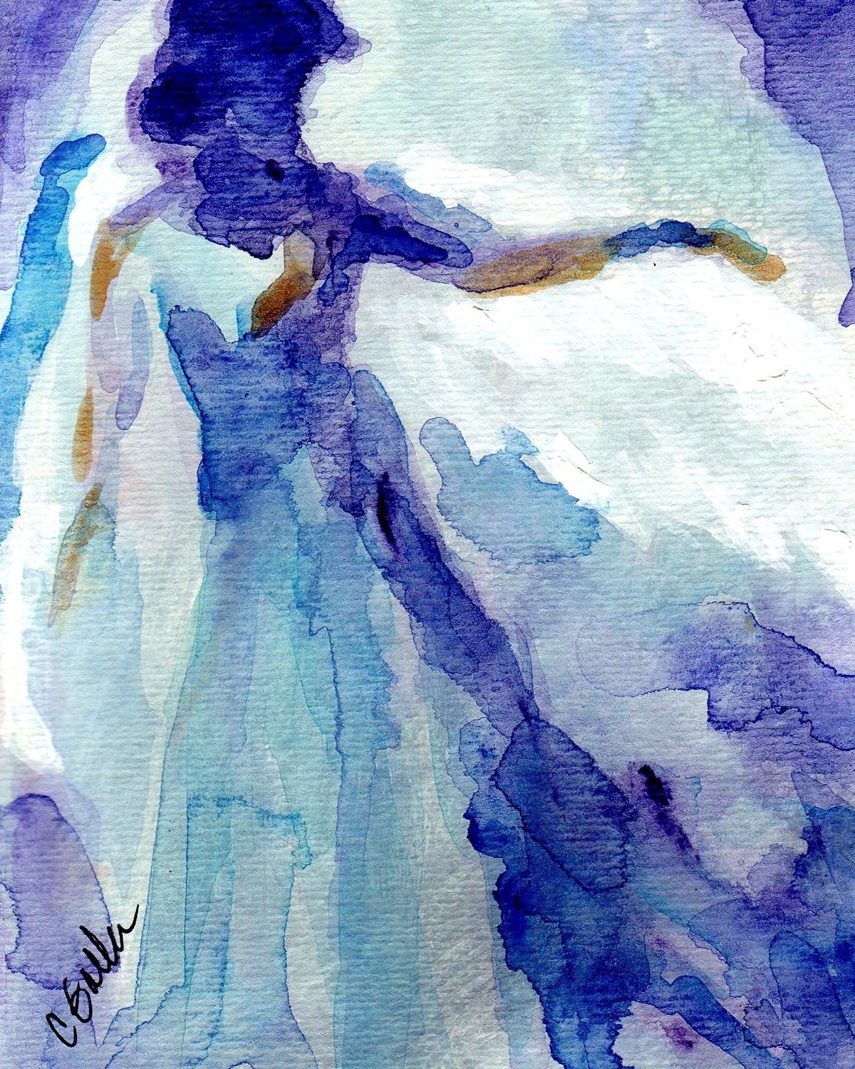 Blue Angel Watercolor Giclee Print From Original Painting