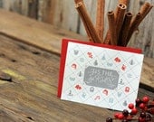 Letterpress Christmas Cards - Tis The Season Patchwork Holiday Greetings