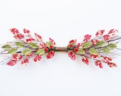 Fabric Leaf and Flower Grapevine Swag - Red Green French Country Wall Hanging