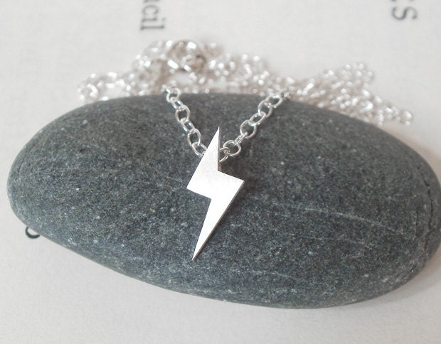 sterling silver lightning bolt necklace handmade in the UK