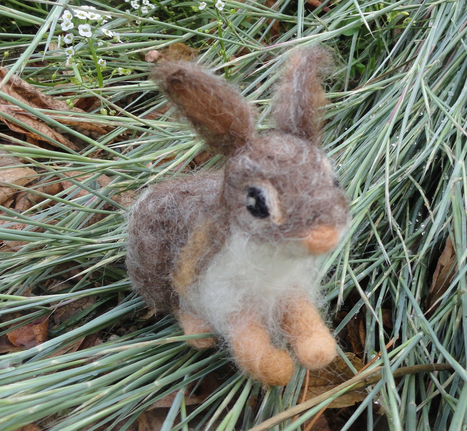 Needle Felted Rabbit Cottontail Baby Young Bunny
