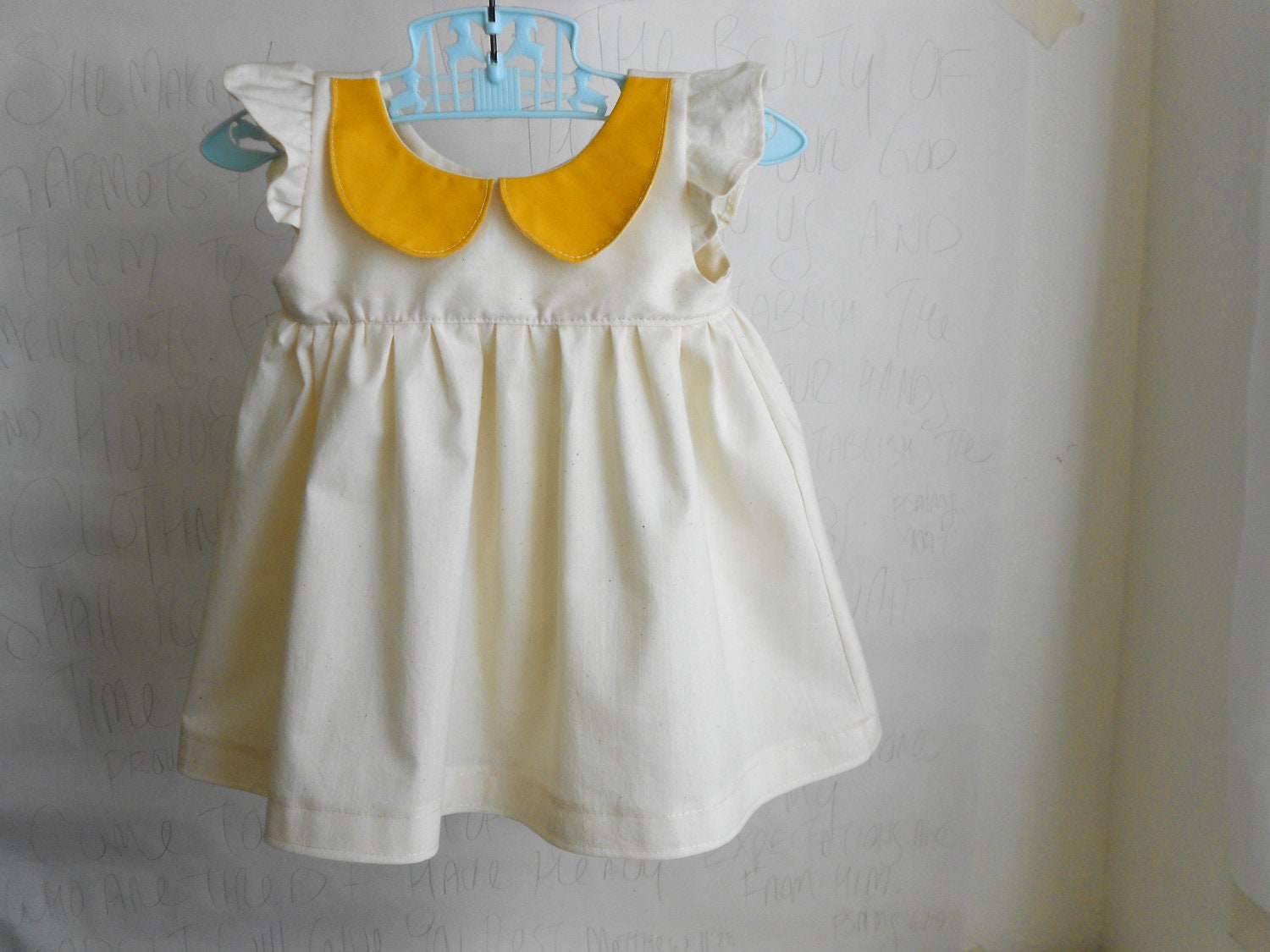 Baby Girl Dress Mustard clothes Organic Peterpan collar